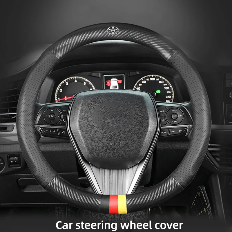 Car Carbon Fiber Steering Wheel Cover For Toyota Land Vios Yaris Cruiser 200 FJ200 Previa RAV4 Corolla leather Auto Interior
Car Carbon Fiber Steering Wheel Cover For Toyota Land Vios Yaris Cruiser 200 FJ200 Previa RAV4 Corolla leather Auto Interior