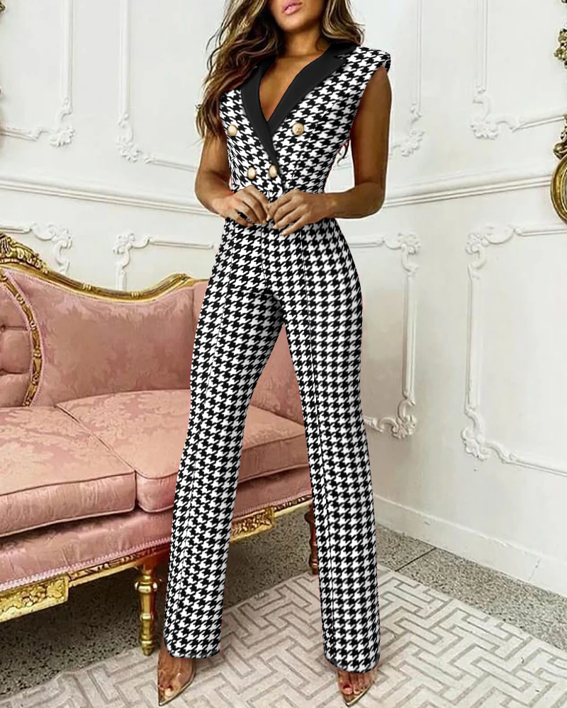 2021 Femme Double Breasted Sleeveless Bodysuit Office Lady Clothing Autumn Women Houndstooth Print Skinny Blazer Jumpsuit
2021 Femme Double Breasted Sleeveless Bodysuit Office Lady Clothing Autumn Women Houndstooth Print Skinny Blazer Jumpsuit