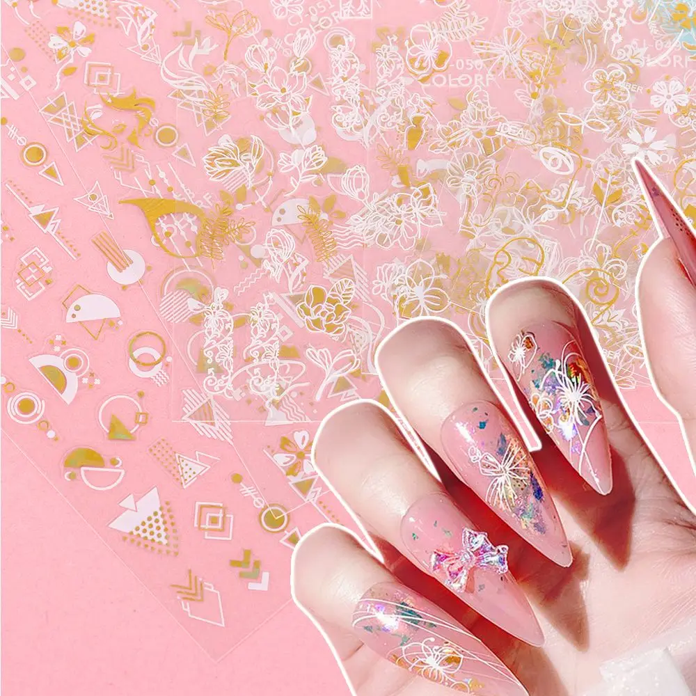 Самодельные маникюрные простые геометрические наклейки, белые золотые голографические наклейки для ногтей, 3D бронзирующие цветы
Самодельные маникюрные простые геометрические наклейки, белые золотые голографические наклейки для ногтей, 3D бронзирующие цветы