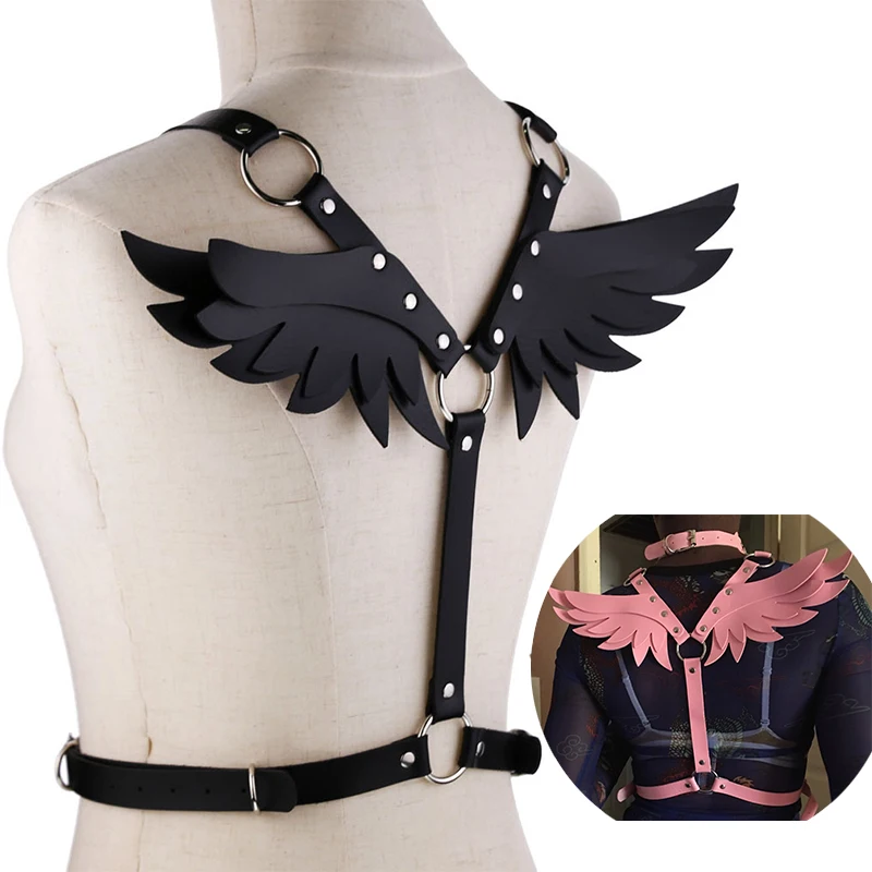 Angel Wings Leather harness Goth Punk body chain women strap summer festival girls lingerie cage harness cosplay prop
Angel Wings Leather harness Goth Punk body chain women strap summer festival girls lingerie cage harness cosplay prop