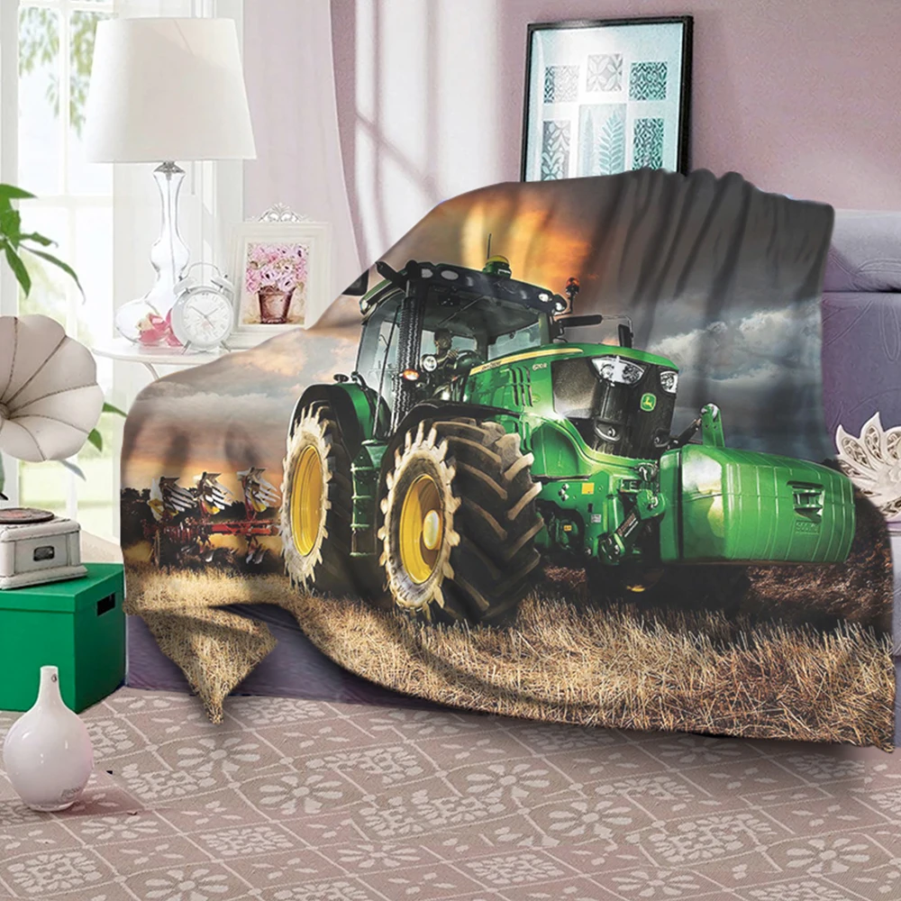 

Car Tractor Pattern Children Sherpa Fleece Blanket Cozy Soft Winter Sofa Cover Blankets Warm Plush Quilt Home Bedroom Decorative