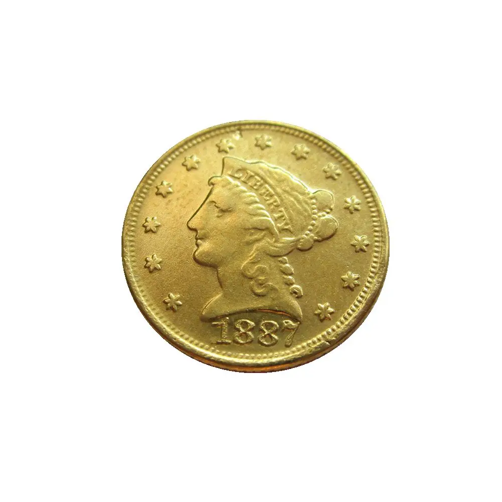 

Копия позолоченной монеты с головой свободы США 1887 $2,5