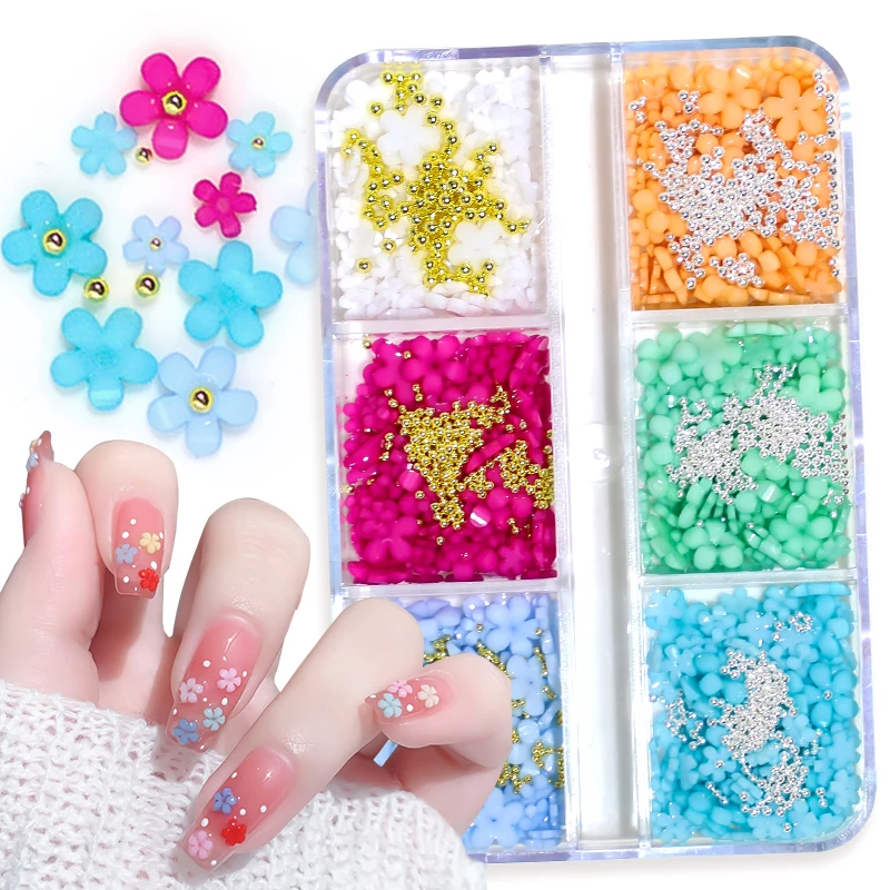 6Grids White Acrylic Flower Nail Art Decoration 3D Resin Flora Nails Charms Jewely Gem Gold Steel Ball Manicure Accessory Decor
6Grids White Acrylic Flower Nail Art Decoration 3D Resin Flora Nails Charms Jewely Gem Gold Steel Ball Manicure Accessory Decor