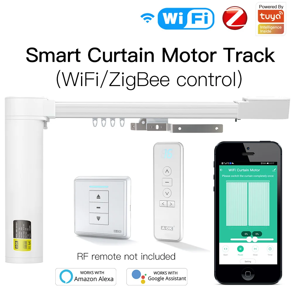 New Upgraded WiFi ZigBee Tuya Smart Curtain Motor Track Customized System RF Remote Alexa Google Home Multiple Controlling Modes
New Upgraded WiFi ZigBee Tuya Smart Curtain Motor Track Customized System RF Remote Alexa Google Home Multiple Controlling Modes