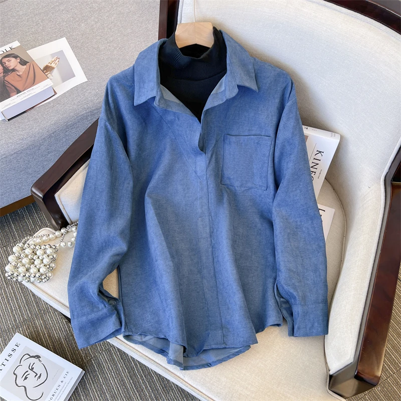 Shirts Women Autumn New Arrival Patchwork Fake Two-piece Turtleneck Tops Long Sleeve Retro All-match Daily Chic Loose Trendy Hot
Shirts Women Autumn New Arrival Patchwork Fake Two-piece Turtleneck Tops Long Sleeve Retro All-match Daily Chic Loose Trendy Hot