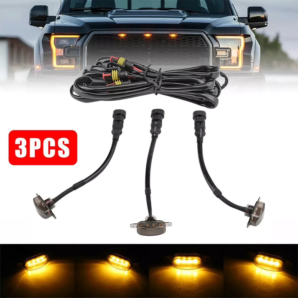 3 Pcs Car External Amber Style Smoked Lens Amber LED Front Running Lights Suitable For Ford F150 F250 Raptor Grilles 2004-2019
3 Pcs Car External Amber Style Smoked Lens Amber LED Front Running Lights Suitable For Ford F150 F250 Raptor Grilles 2004-2019