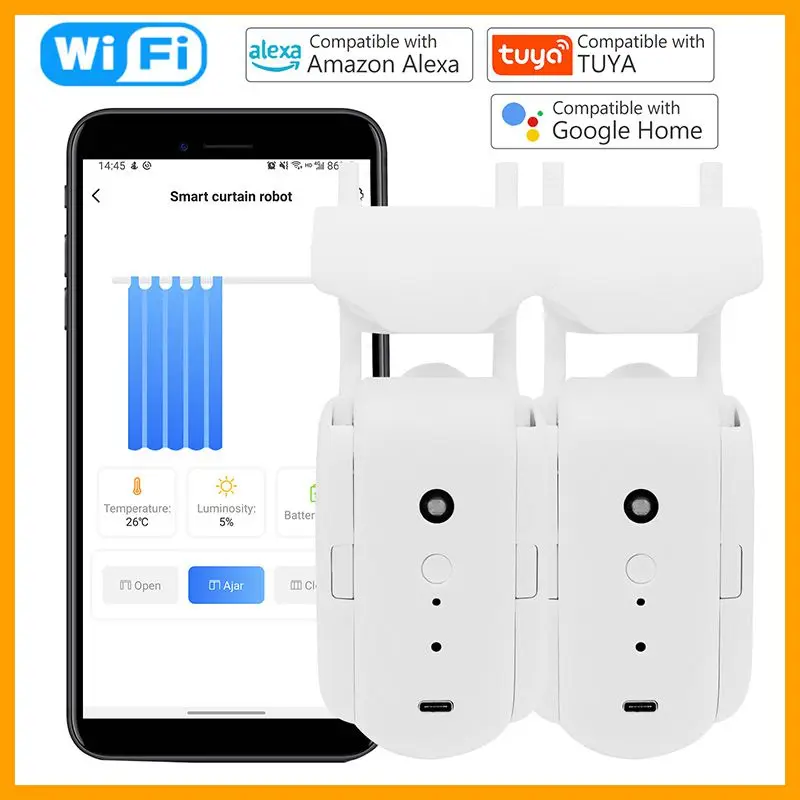 Tuya Smart Wifi Curtain Driver Robot APP Control Electric Curtain Motor Alexa Google Home Voice Control For U/I-Track Roman Rod
Tuya Smart Wifi Curtain Driver Robot APP Control Electric Curtain Motor Alexa Google Home Voice Control For U/I-Track Roman Rod