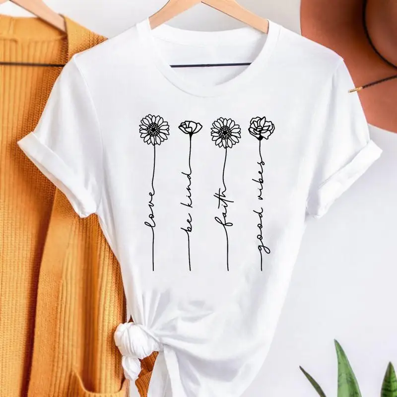 Letter Flower Love Sweet Fashion T-shirts Women Summer Tshirt Top Tee Lady Print Female Clothes Short Sleeve Graphic T-Shirt
Letter Flower Love Sweet Fashion T-shirts Women Summer Tshirt Top Tee Lady Print Female Clothes Short Sleeve Graphic T-Shirt