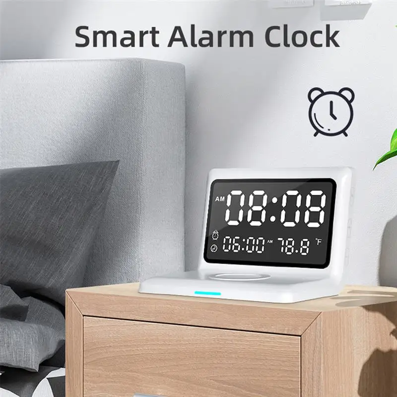 Alarm Clock 15W Fast Charging Mobile Phone Wireless Charger Brightness Adjustable Snooze Function Desktop Clocks Home
Alarm Clock 15W Fast Charging Mobile Phone Wireless Charger Brightness Adjustable Snooze Function Desktop Clocks Home