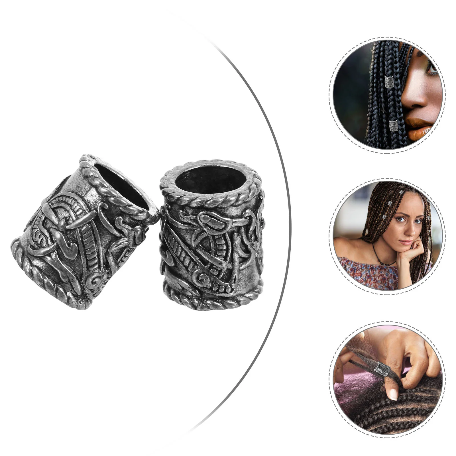 

2 Pcs Vintage Jewelry DIY Hair Tube Dreadlocks Runes Bead Braiding Pirate Ornament Norse Viking Dragon Beads Umbrella