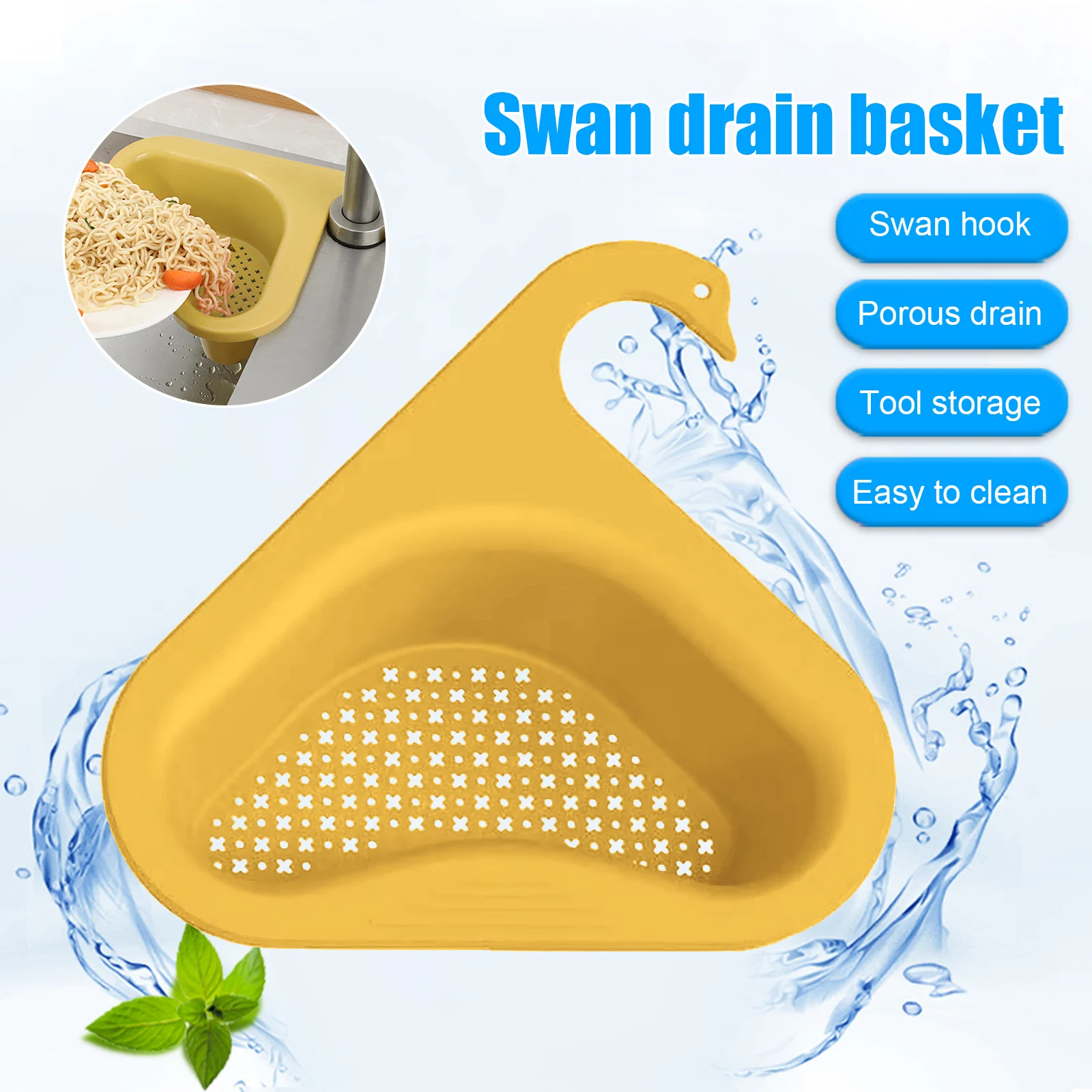 Kitchen Sink Drain Basket Swan Drain Rack Multi-functional Hanging Faucet Triangular Shelf Household Gadgets Storage Tool Basket
Kitchen Sink Drain Basket Swan Drain Rack Multi-functional Hanging Faucet Triangular Shelf Household Gadgets Storage Tool Basket