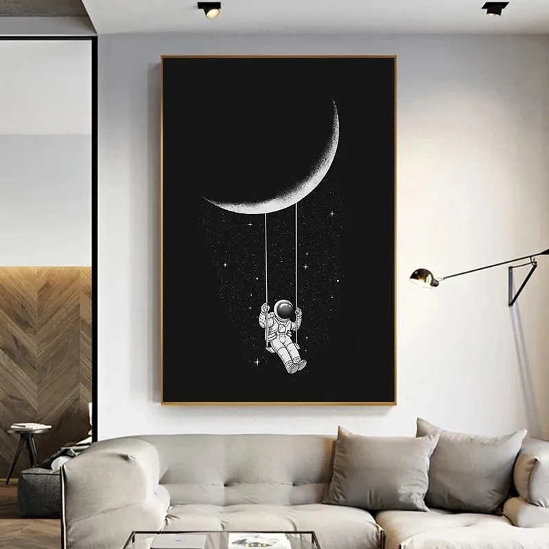 Funny Art Space Astronaut Swinging on the Moon Stars Canvas Painting Wall Pictures for Living Room Posters and Prints Home Decor
Funny Art Space Astronaut Swinging on the Moon Stars Canvas Painting Wall Pictures for Living Room Posters and Prints Home Decor