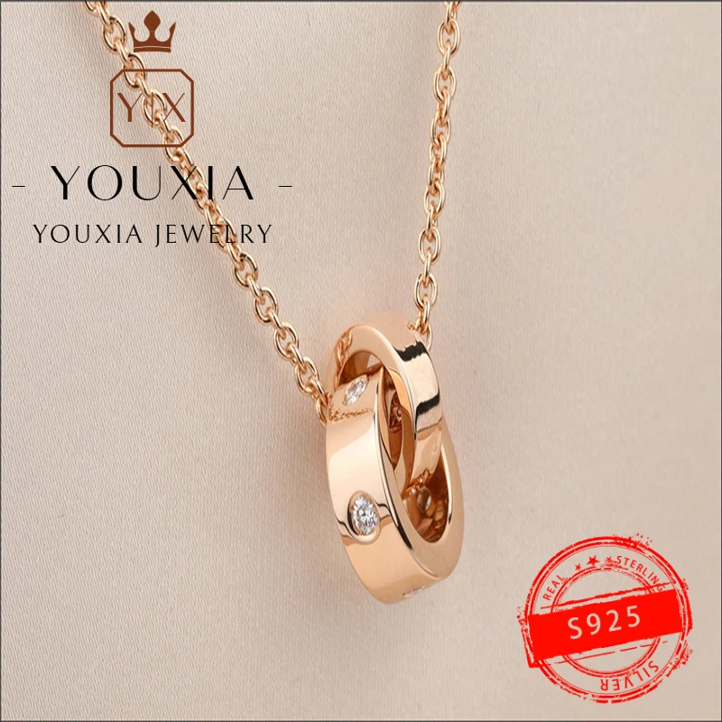 1:1 Making 925 Sterling Silver Custom Rose Gold Platinum Double Rings Design Fashion Necklace Inlaid With Colored Gemstones
1:1 Making 925 Sterling Silver Custom Rose Gold Platinum Double Rings Design Fashion Necklace Inlaid With Colored Gemstones