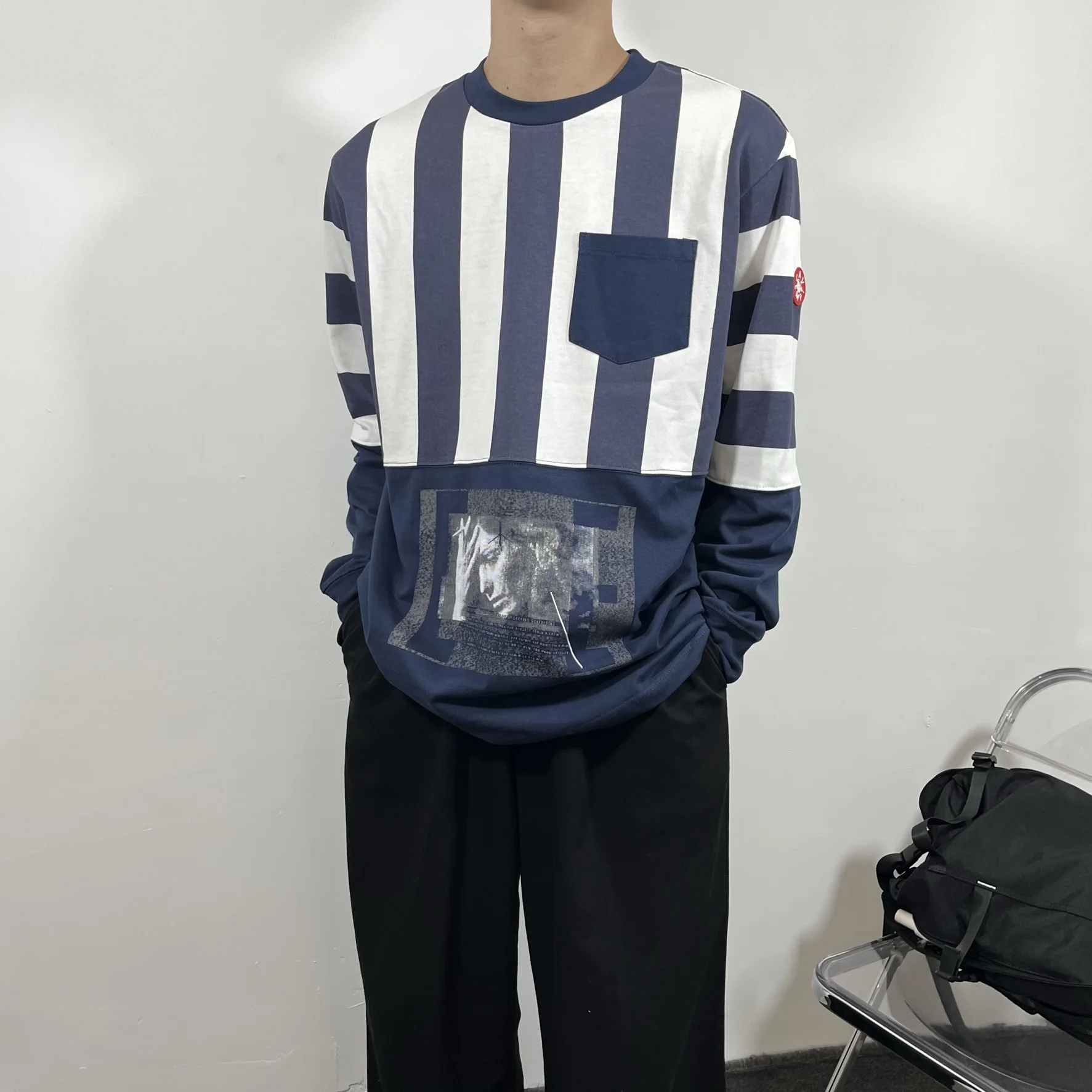 CAVEMPT Japanese Fashion Brand Vintage Print Stripe Contrast Round Neck Long Sleeve Underlay Loose Men's Fashion Sweater
CAVEMPT Japanese Fashion Brand Vintage Print Stripe Contrast Round Neck Long Sleeve Underlay Loose Men's Fashion Sweater