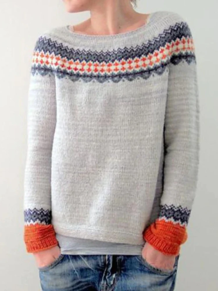 Fashion Women Sweaters 2023 New Color Matching Sweater Round Neck Long Sleeve Knitting Pullover Oversized Sweater Women Jumper
Fashion Women Sweaters 2023 New Color Matching Sweater Round Neck Long Sleeve Knitting Pullover Oversized Sweater Women Jumper