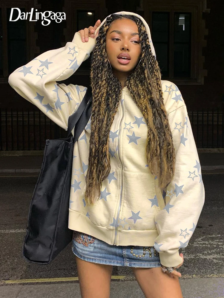 Darlingaga y2k Streetwear Star Printed Oversize Hooded Sweat Jacket Women Harajuku Full Zip Up Hoodie Pockets Autumn Coat Cloth
Darlingaga y2k Streetwear Star Printed Oversize Hooded Sweat Jacket Women Harajuku Full Zip Up Hoodie Pockets Autumn Coat Cloth