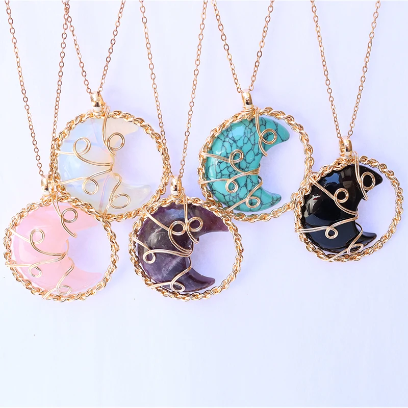 OUENGE Natural Crystal Pendant Necklace Crescent Moon Tree of Life Pink Quartz Natural Stone Chip Bead Pendants Jewelry OG108
OUENGE Natural Crystal Pendant Necklace Crescent Moon Tree of Life Pink Quartz Natural Stone Chip Bead Pendants Jewelry OG108