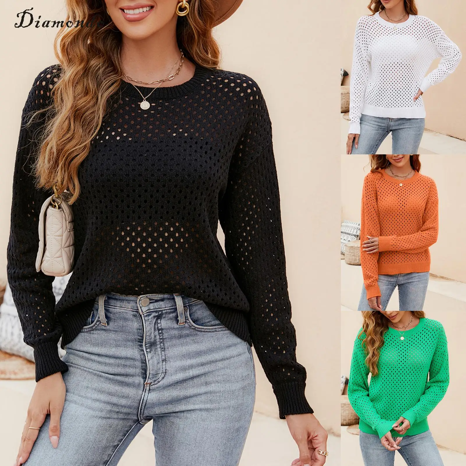Women Knitted Top Sweater Loose Fit Ladies Crochet Pullovers Long Sleeve Basic Jumpers Casual Hollow Out Vacation Outfit
Women Knitted Top Sweater Loose Fit Ladies Crochet Pullovers Long Sleeve Basic Jumpers Casual Hollow Out Vacation Outfit