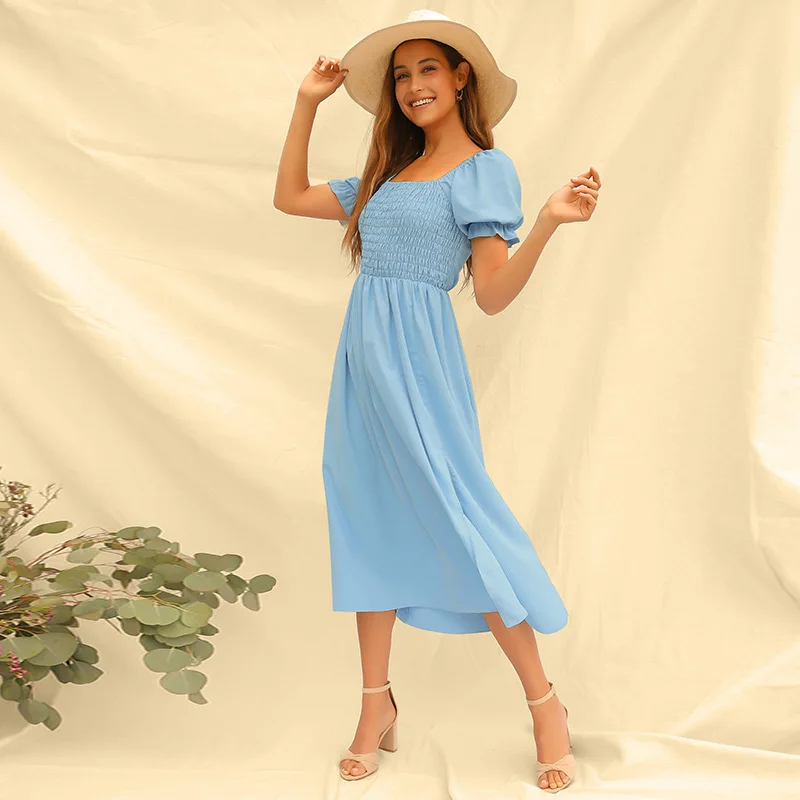 2022 European and American Summer New Women's Fashion Casual Long Short Sleeve Solid Color Dress
2022 European and American Summer New Women's Fashion Casual Long Short Sleeve Solid Color Dress