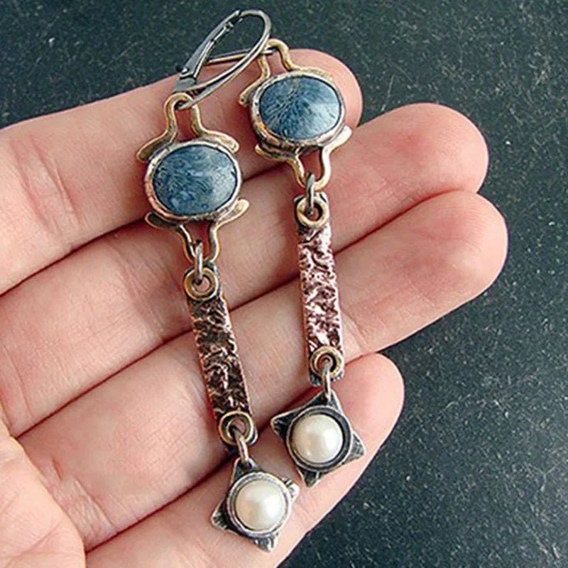 Bohemian Vintage Pearl Dangle Earrings For Women Wedding Party Jewelry Geometric Stone Hook Earring Accessories 
Bohemian Vintage Pearl Dangle Earrings For Women Wedding Party Jewelry Geometric Stone Hook Earring Accessories