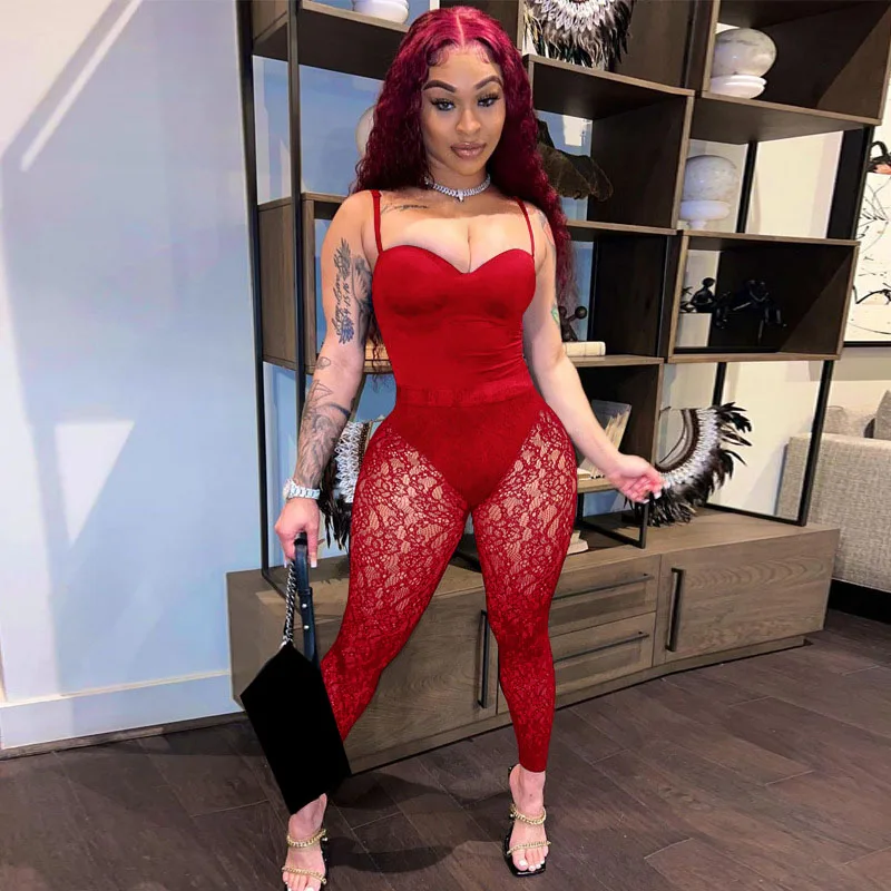 WUHE Sexy Party Club Women's Set Bodysuit and Lace Tranparent Pants Set 2022 Tracksuit Chic Two Piece Set Summer Fitness Outfits
WUHE Sexy Party Club Women's Set Bodysuit and Lace Tranparent Pants Set 2022 Tracksuit Chic Two Piece Set Summer Fitness Outfits
