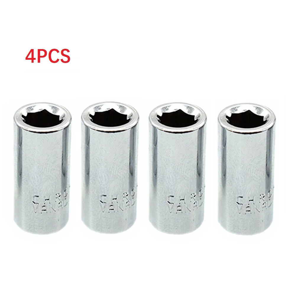 

4pcs 1/4" Square Hole To 1/4" Hex Converter Chrome Vanadium Steel Silver For Screwdriver Bit Socket Adapter Step Drill Chamfer