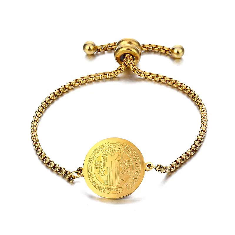 Stainless Steel St Benedict Medal Bracelet Metal San Benito Bracelet Adjustable Box Chain Bohemia Religion Jewelry Gift
Stainless Steel St Benedict Medal Bracelet Metal San Benito Bracelet Adjustable Box Chain Bohemia Religion Jewelry Gift