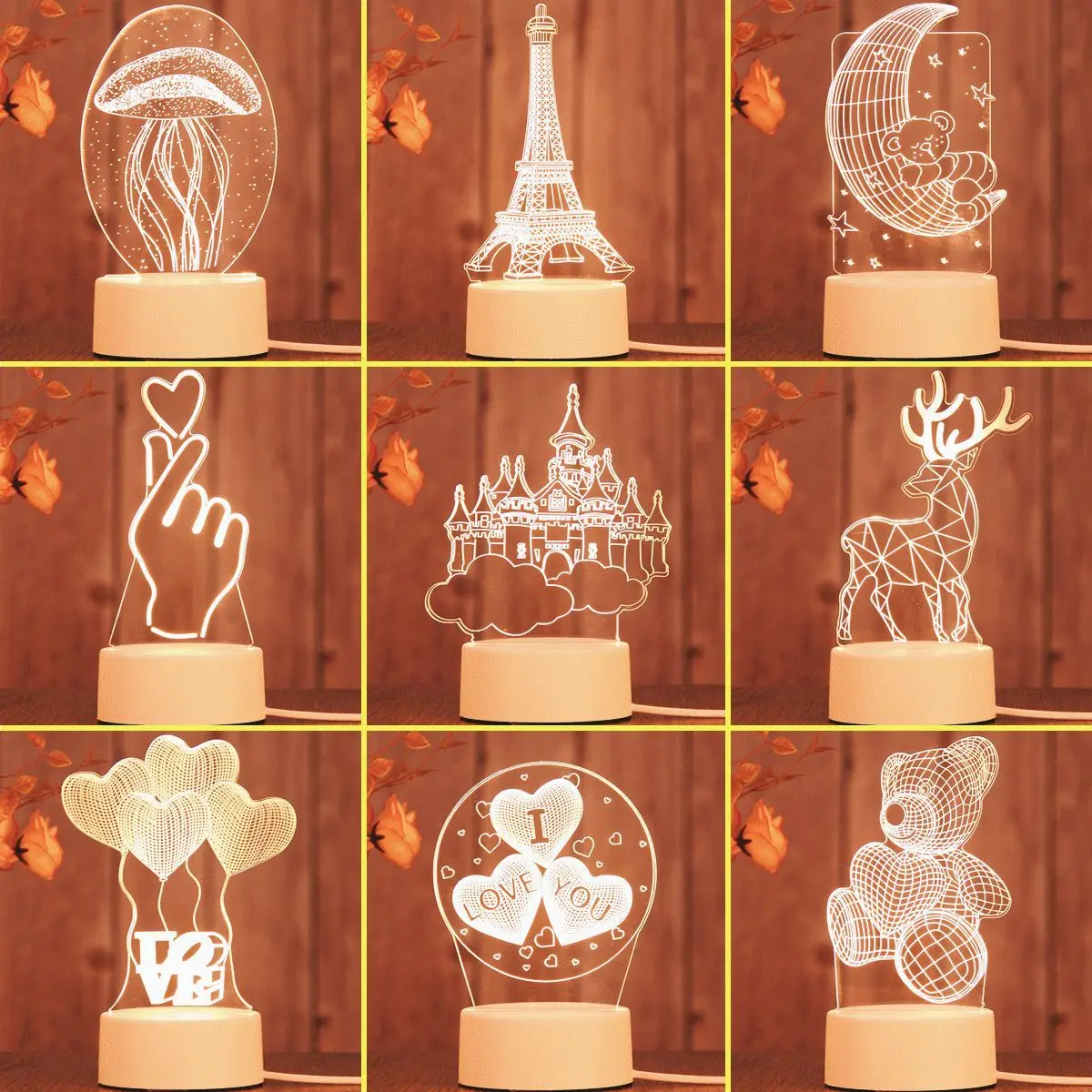 New 3D Small Night Lamp Children's Bedroom Plug-in Led Light Acrylic Gift Gift Moon Table Lamp
New 3D Small Night Lamp Children's Bedroom Plug-in Led Light Acrylic Gift Gift Moon Table Lamp