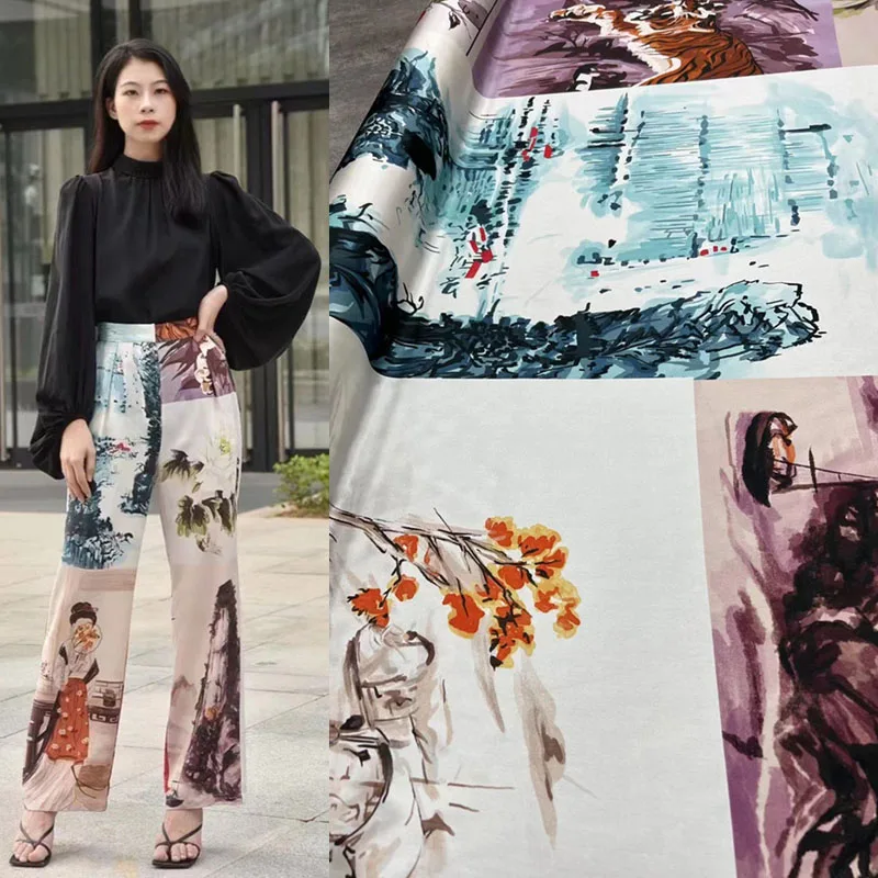 Стрейчевая саржевая шелковая ткань с принтом в стиле пэчворк для мамы 21 дюйм, модное платье-рубашка для пожилых, шелк тутового шелкопряда, швейная ткань ручной работы