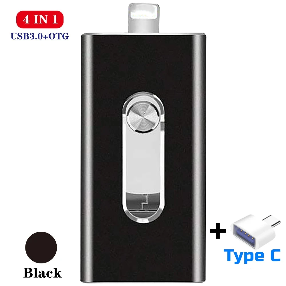 OTG Usb Flash Drive for iPhone 128G USB 3.0 Memory Stick External Storage for iOS/Android/Type C/Windows Device 4 in 1【Black】
OTG Usb Flash Drive for iPhone 128G USB 3.0 Memory Stick External Storage for iOS/Android/Type C/Windows Device 4 in 1【Black】
