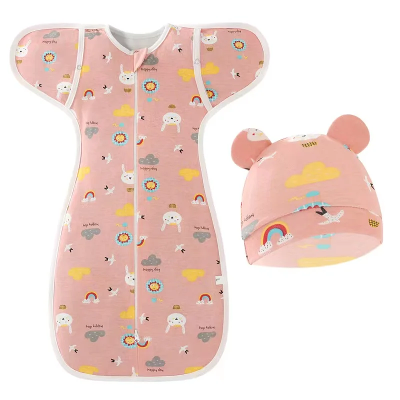 2PCS Cotton Newborn Sleepsack Baby Swaddle Blanket Wrap Hat Set Infant Adjustable New Born Sleeping Bag Muslin Blankets 0-6M 
2PCS Cotton Newborn Sleepsack Baby Swaddle Blanket Wrap Hat Set Infant Adjustable New Born Sleeping Bag Muslin Blankets 0-6M