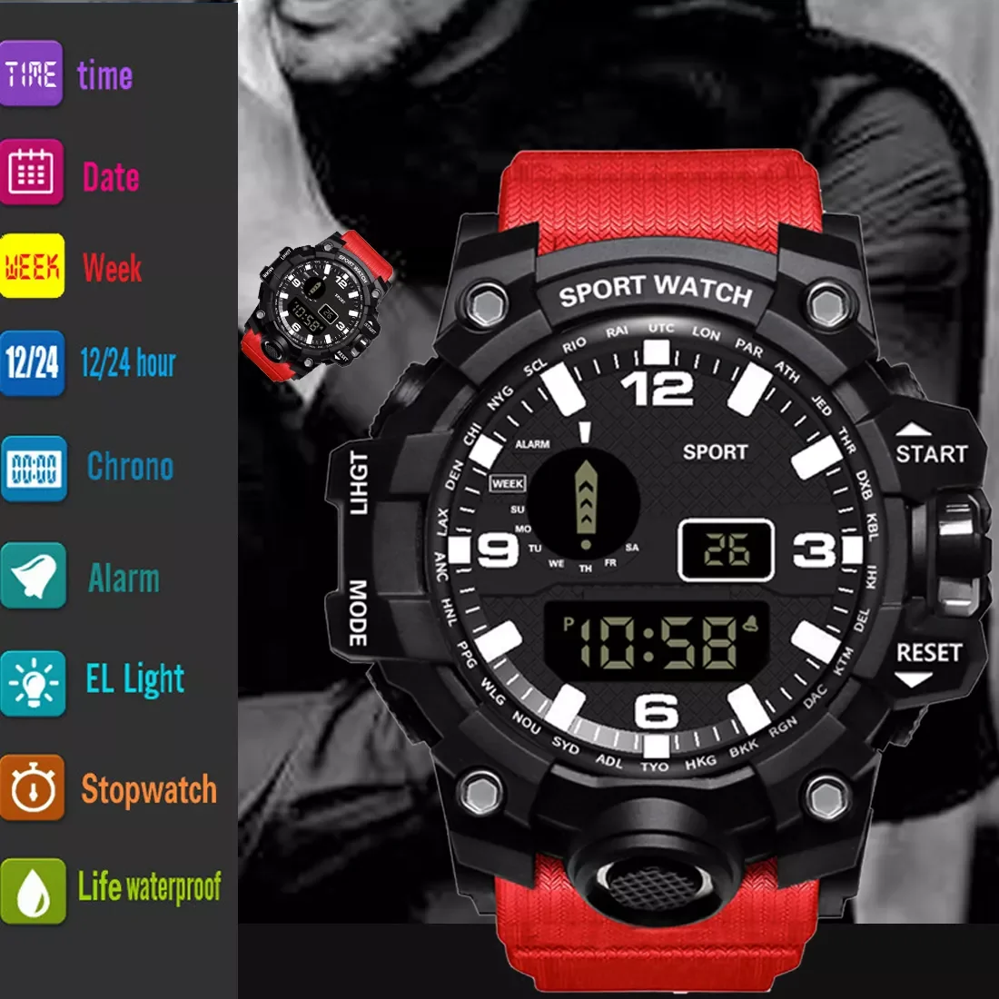 Watch Military Men Watches LED Digital Wristwatch Shockproof Life Waterproof Male Electronic Clock Relogio Masculino
Watch Military Men Watches LED Digital Wristwatch Shockproof Life Waterproof Male Electronic Clock Relogio Masculino