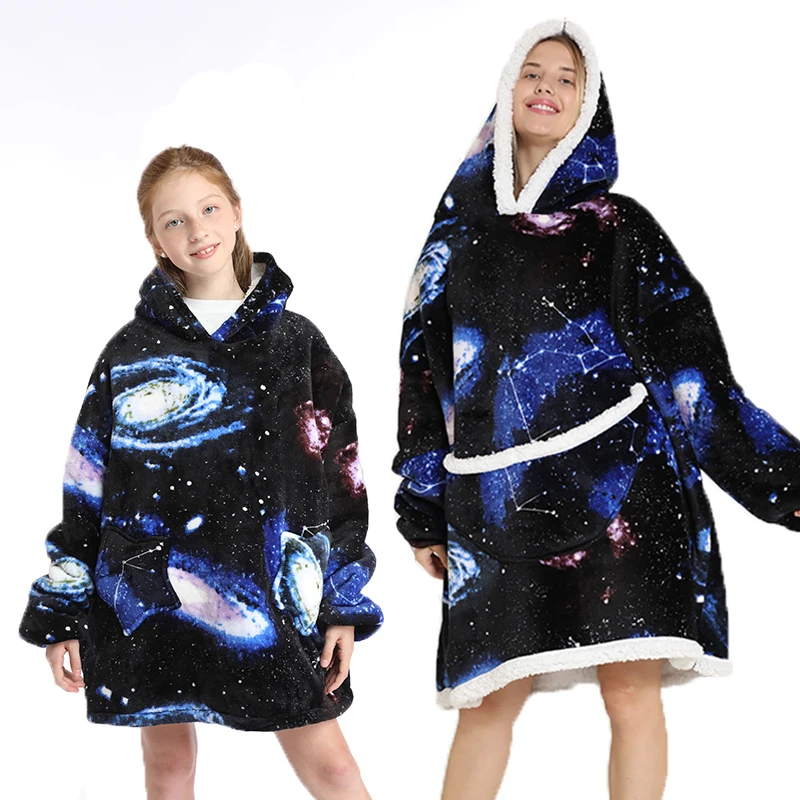 Winter Wearable Blankets For Family Kids Parents Oversized Robe Hoodie Sweatshirts Soft Warm Blankets With Sleeves
Winter Wearable Blankets For Family Kids Parents Oversized Robe Hoodie Sweatshirts Soft Warm Blankets With Sleeves