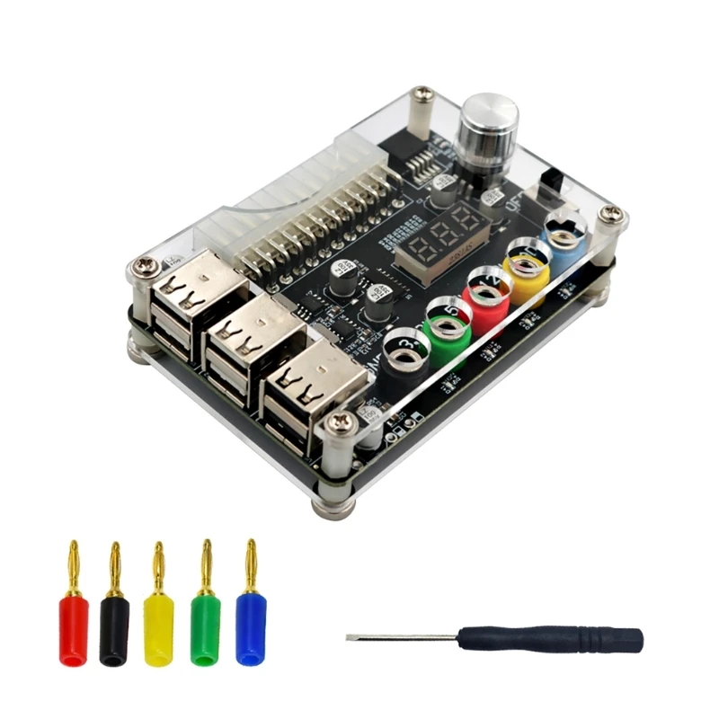 6USB2.0 ATX24P Power Supply Board Adjustable Knob 3.3V, 5V, 12V; 1.8V-10.8V Output Acrylic Case
6USB2.0 ATX24P Power Supply Board Adjustable Knob 3.3V, 5V, 12V; 1.8V-10.8V Output Acrylic Case