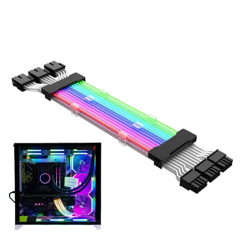 ATX Power Cable MultiColored Mode Cable Extension Components For RGB Software From All Major Motherboard Cable Management 
ATX Power Cable MultiColored Mode Cable Extension Components For RGB Software From All Major Motherboard Cable Management