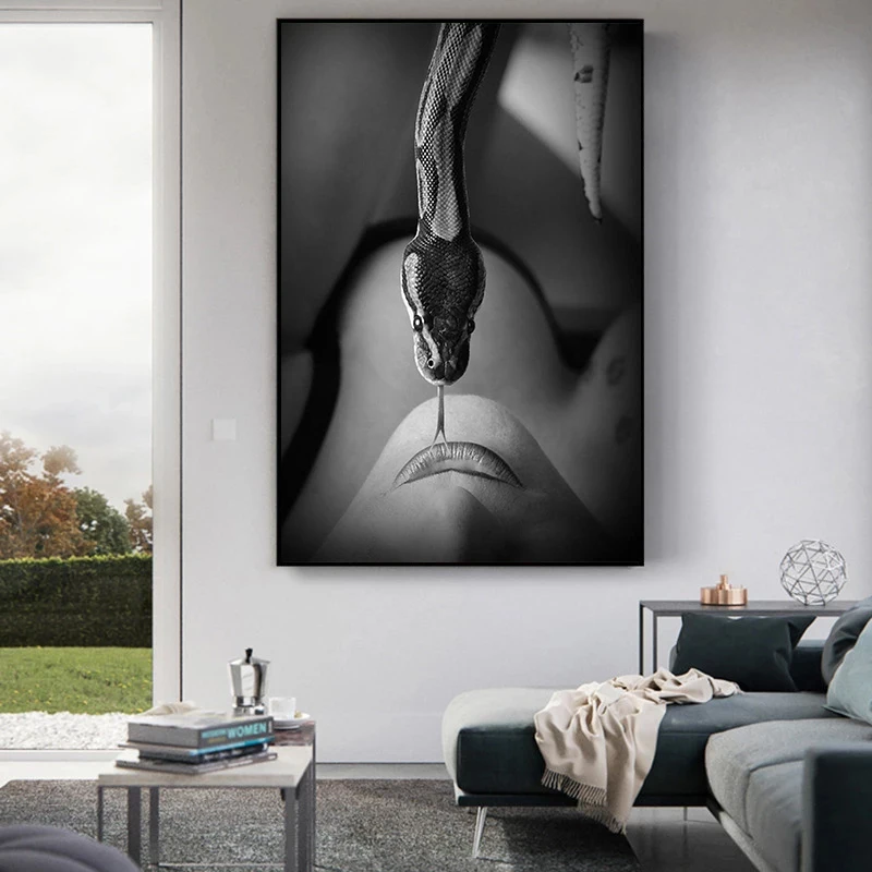 Modern Girl and Snake Wall Art Canvas Painting Black and White Wall Sexy Women Posters and Prints Living Room Home Decor Posters
Modern Girl and Snake Wall Art Canvas Painting Black and White Wall Sexy Women Posters and Prints Living Room Home Decor Posters