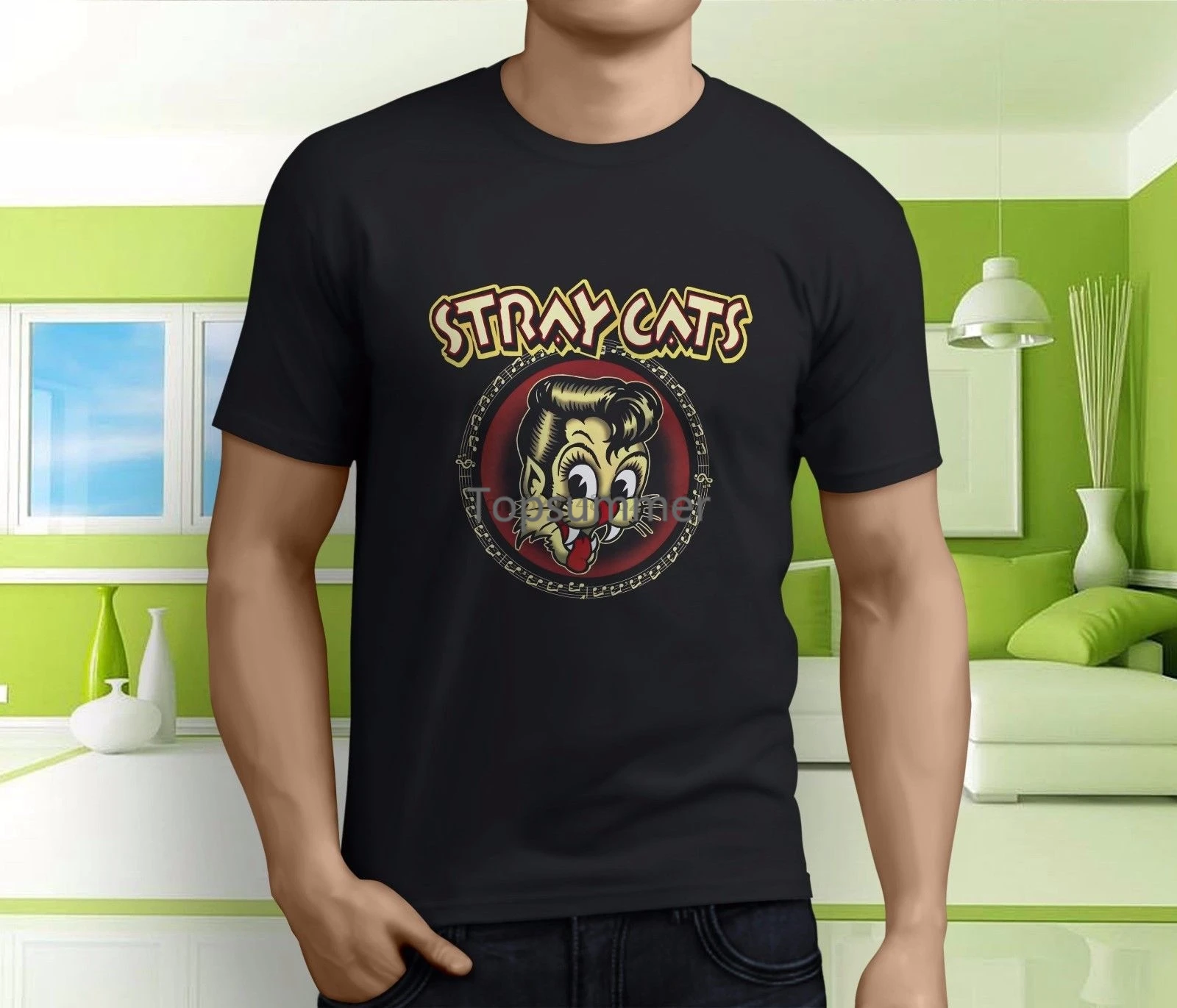 

Новая популярная мужская Черная футболка рок-группы бродячие кошки Размер S 3Xl высококачественная повседневная футболка с принтом