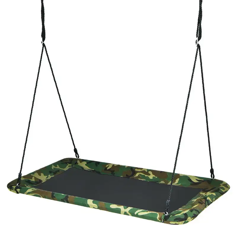 

Kids Giant Tree Rectangle Swing 700 lbs w/ Adjustable Hanging Ropes Camo Green