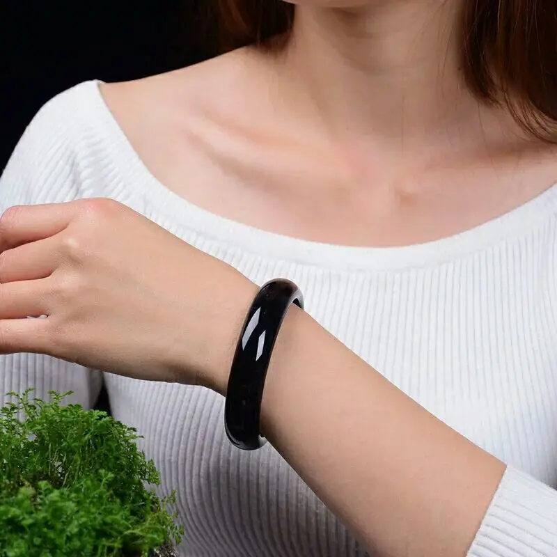 Mai Chuang/Jade Black Agate Medium Width Fashion Bangles Bracelet Jewelry Exquisite Workmanship Men Women Couple Gifts/56mm-66mm
Mai Chuang/Jade Black Agate Medium Width Fashion Bangles Bracelet Jewelry Exquisite Workmanship Men Women Couple Gifts/56mm-66mm