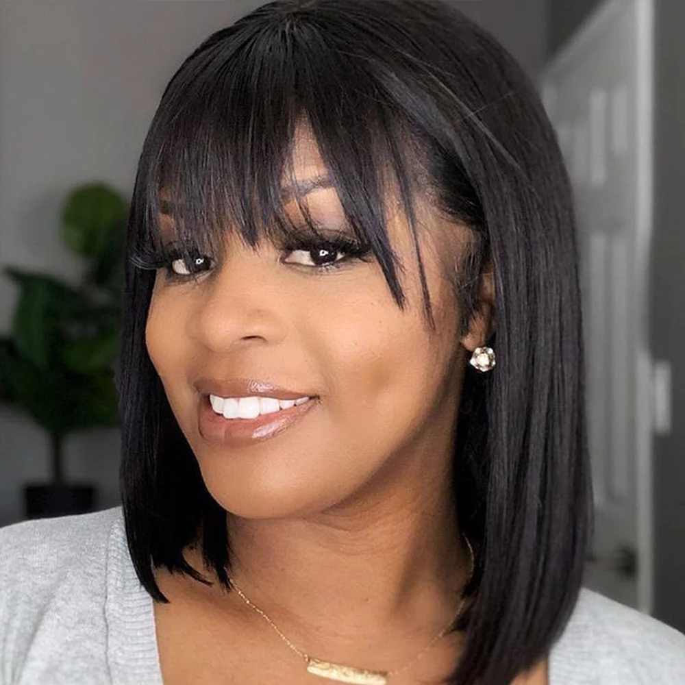 Straight Bob Wig with Bangs Brazilian Human Hair Wigs for Black Women Remy Hair 180% Full Machine Short Bob Wigs for Women 16''
Straight Bob Wig with Bangs Brazilian Human Hair Wigs for Black Women Remy Hair 180% Full Machine Short Bob Wigs for Women 16''