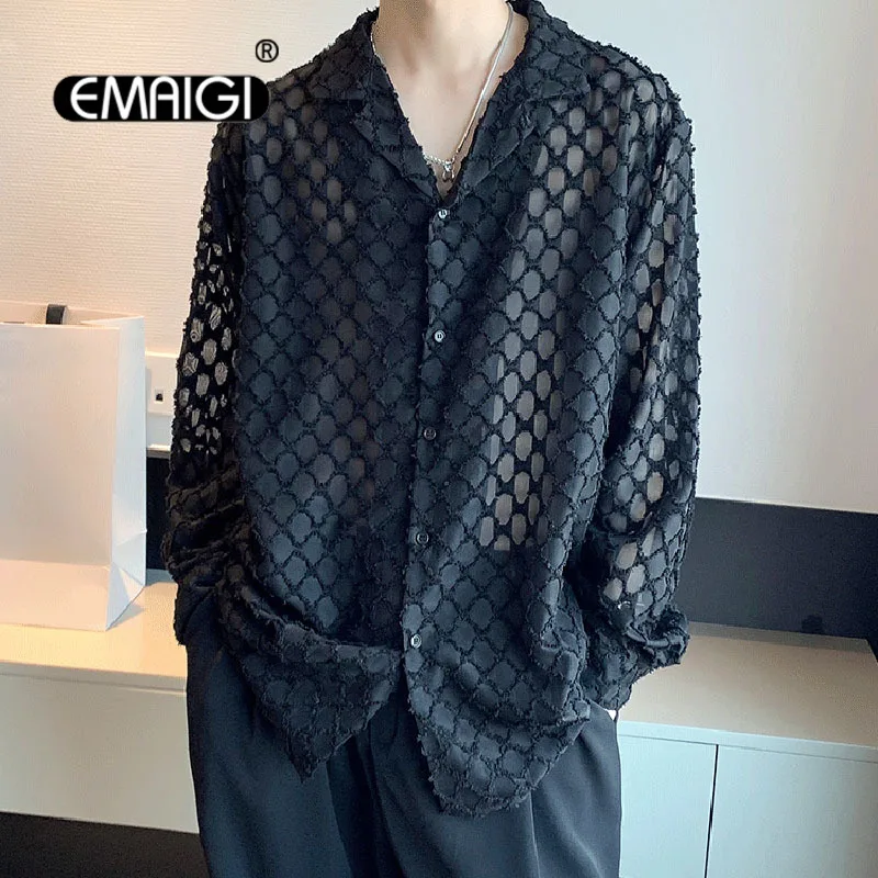 Hollow Plaid Shirts Men Japan Korean Streetwear Dark Black Fashion Loose Casual Long Sleeve Shirts Male Mesh Dress Shirts Tops
Hollow Plaid Shirts Men Japan Korean Streetwear Dark Black Fashion Loose Casual Long Sleeve Shirts Male Mesh Dress Shirts Tops