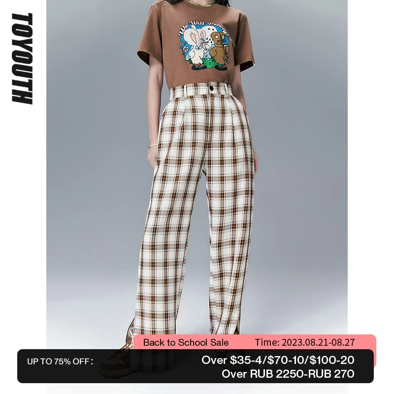 Toyouth Women Pants 2022 Summer Long High Waist Loose Trouser Vintage Plaid Casual Wide Leg Pants
Toyouth Women Pants 2022 Summer Long High Waist Loose Trouser Vintage Plaid Casual Wide Leg Pants