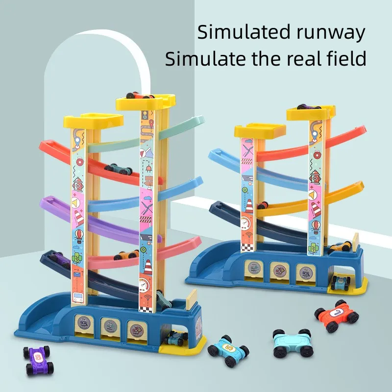

Children's Glide Track Car Parking Lot Simulated Runway Two Way Racing Return Car Inertia Car Boys Toy Birthday Gift