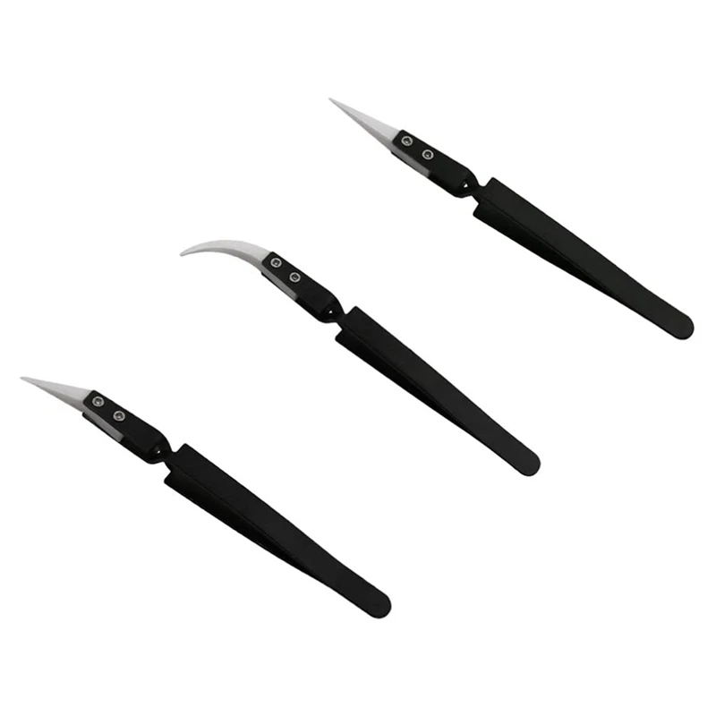 3Pcs Anti-Static Reverse Ceramic Tweezer IC SMD SMT Reverse Tweezers Heat Resistant 1000 Degree Hand Tools
3Pcs Anti-Static Reverse Ceramic Tweezer IC SMD SMT Reverse Tweezers Heat Resistant 1000 Degree Hand Tools