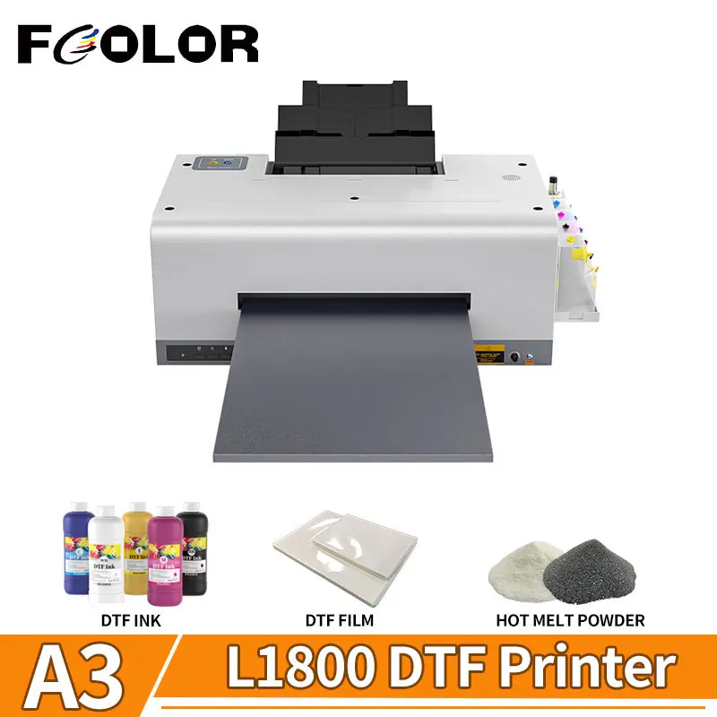 

Fcolor New Mini Top Selling A3 L1800 DTF Printer A3 A3+ A4 PET DTF Transfer Film Printing Machine With White Ink Stirring System