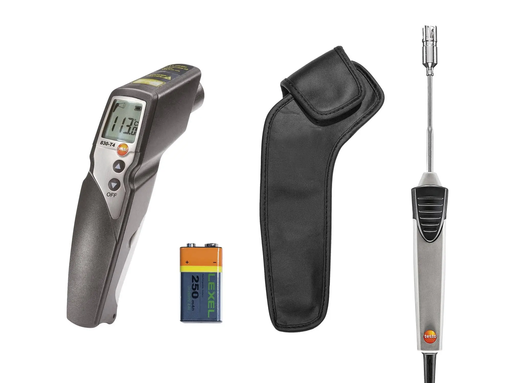 Testo 830-T4 Set Infrared Thermometer 0563 8314 IR Thermometer With 0602 0393 Fast-action surface probe (TC type K)
Testo 830-T4 Set Infrared Thermometer 0563 8314 IR Thermometer With 0602 0393 Fast-action surface probe (TC type K)