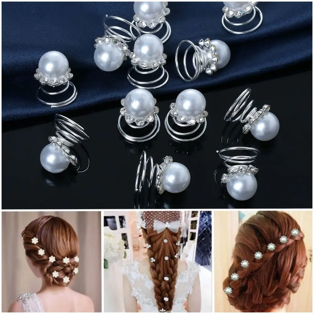 

12pcs Fashion Wedding Jewelry Hair Accessories Bridal Crystal Hair Pins Headwear Spiral Twist Clips Bride Headdress