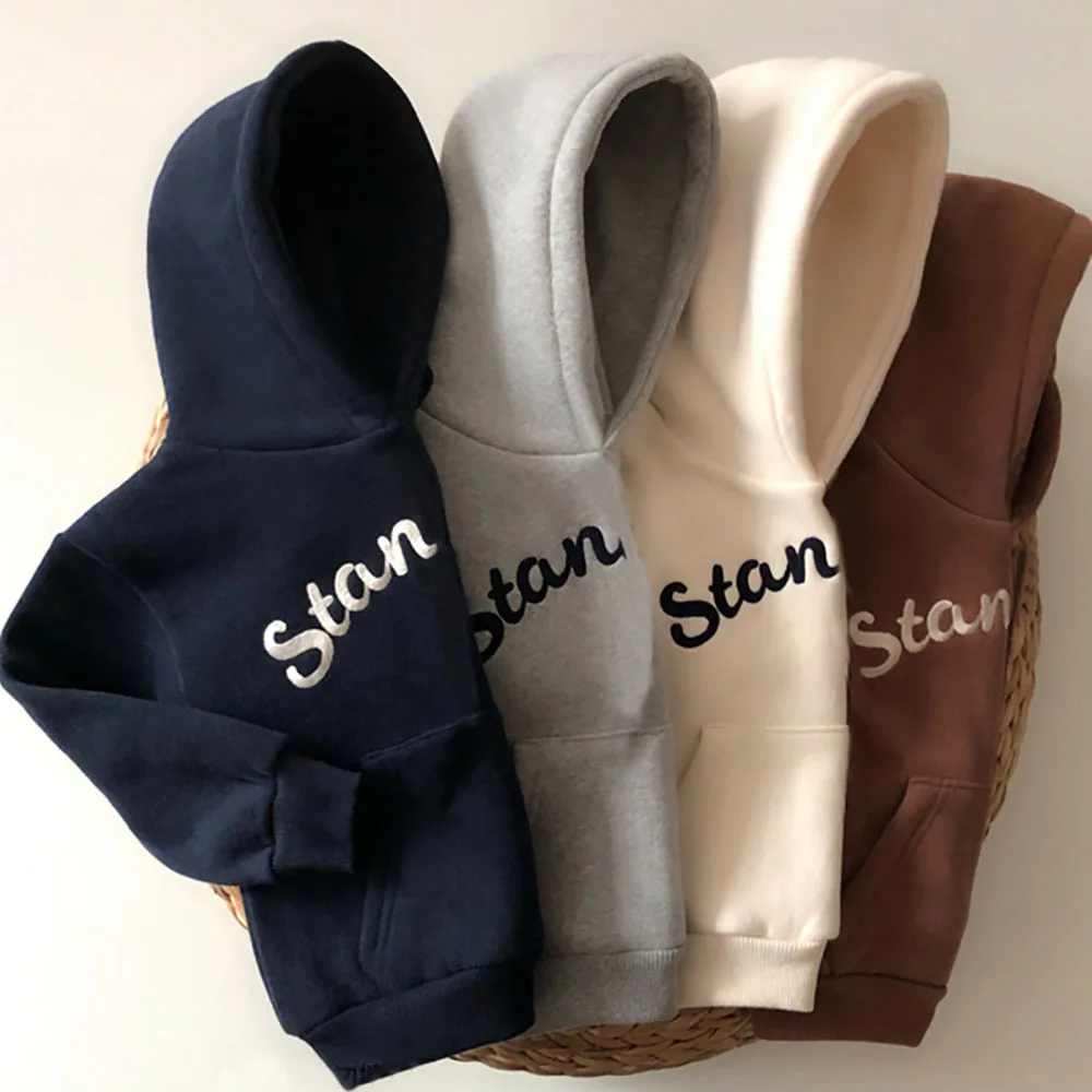 Autumn Winter Korean Style Kids Hoodies Casual Hooded Pullover Fleece Chilrden's Sweatshirt Letter Embroidery Girls Boys Jumper
Autumn Winter Korean Style Kids Hoodies Casual Hooded Pullover Fleece Chilrden's Sweatshirt Letter Embroidery Girls Boys Jumper