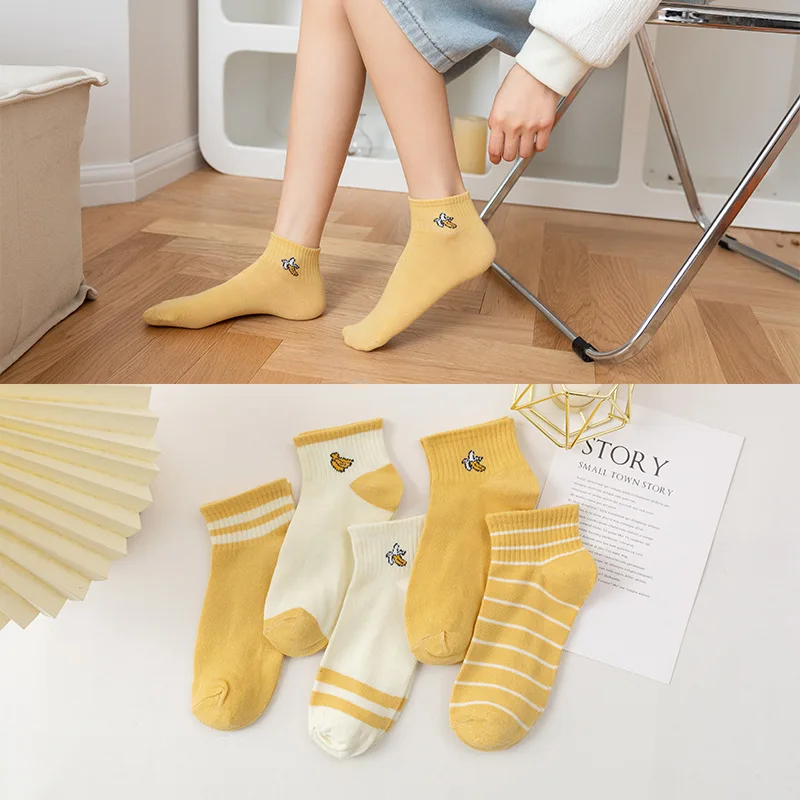 5 Pairs/lot Brand Elegant Funny Cute Cotton Women Yellow Banana Short Female Low Cut Ankle Cartoon Socks Summer Spring Girl
5 Pairs/lot Brand Elegant Funny Cute Cotton Women Yellow Banana Short Female Low Cut Ankle Cartoon Socks Summer Spring Girl