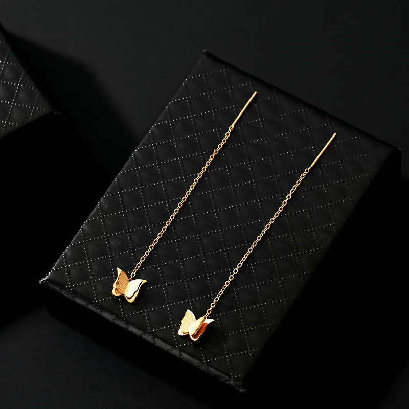 Punk Butterfly Stainless Steel Earrings with ChainEar Line Rose Gold Color Long Dangle Earring for Women Jewelry
Punk Butterfly Stainless Steel Earrings with ChainEar Line Rose Gold Color Long Dangle Earring for Women Jewelry